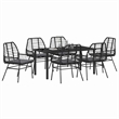 Afuera Living 7 Piece Poly Rattan Garden Dining Set in Black