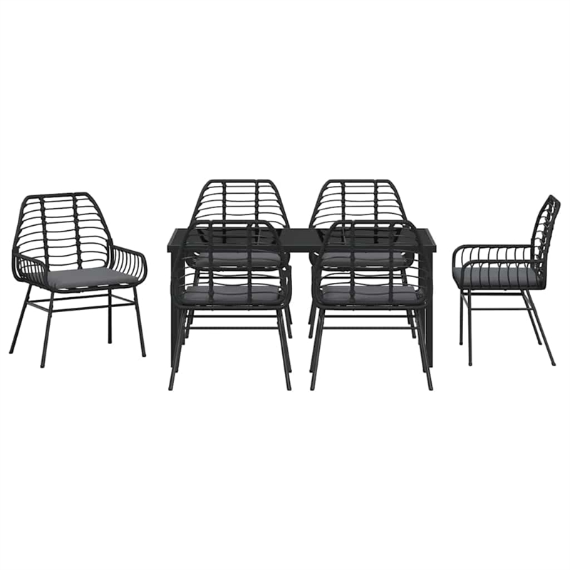 Afuera Living 7 Piece Poly Rattan Garden Dining Set in Black