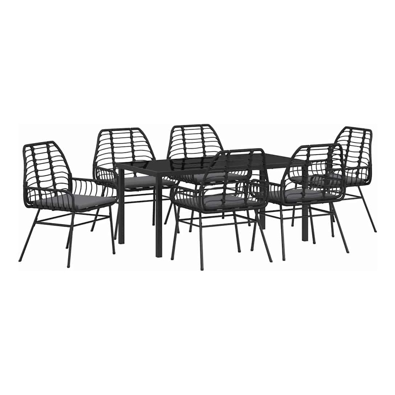 Afuera Living 7 Piece Poly Rattan Garden Dining Set in Black