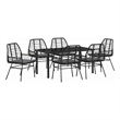 Afuera Living 7 Piece Poly Rattan Garden Dining Set in Black