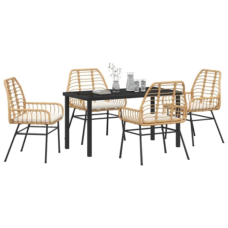 Afuera Living 5 Piece Poly Rattan Garden Dining Set in Brown