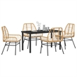 Afuera Living 5 Piece Poly Rattan Garden Dining Set in Brown