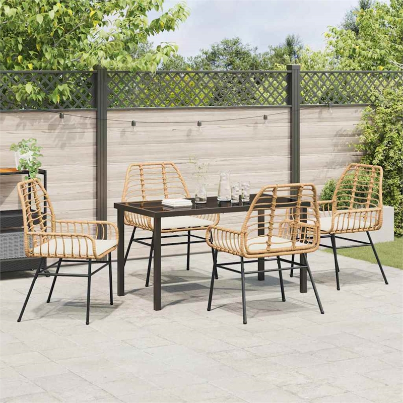 Afuera Living 5 Piece Poly Rattan Garden Dining Set in Brown