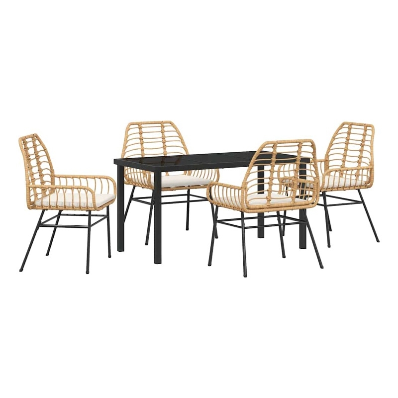 Afuera Living 5 Piece Poly Rattan Garden Dining Set in Brown