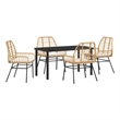 Afuera Living 5 Piece Poly Rattan Garden Dining Set in Brown