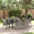 Afuera Living 7 Piece Poly Rattan Garden Dining Set with Cushions in Gray