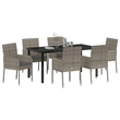 Afuera Living 7 Piece Poly Rattan Garden Dining Set with Cushions in Gray