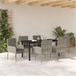 Afuera Living 7 Piece Poly Rattan Garden Dining Set with Cushions in Gray