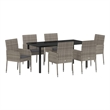 Afuera Living 7 Piece Poly Rattan Garden Dining Set with Cushions in Gray