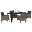Afuera Living 5 Piece Poly Rattan Garden Dining Set with Cushions in Gray