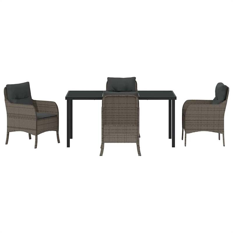 Afuera Living 5 Piece Poly Rattan Garden Dining Set with Cushions in Gray