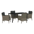Afuera Living 5 Piece Poly Rattan Garden Dining Set with Cushions in Gray