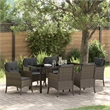 Afuera Living 7 Piece Poly Rattan Garden Dining Set with Cushions in Gray