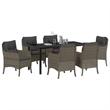 Afuera Living 7 Piece Poly Rattan Garden Dining Set with Cushions in Gray