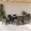 Afuera Living 7 Piece Poly Rattan Garden Dining Set with Cushions in Gray