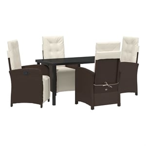 Afuera Living 5 Piece Poly Rattan Garden Dining Set with Cushions in Brown