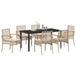 Afuera Living Contemporary 7 Piece Rattan Garden Dining Set in Beige