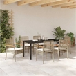 Afuera Living Contemporary 7 Piece Rattan Garden Dining Set in Beige