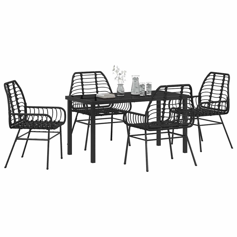 Afuera Living 5 Piece Poly Rattan Garden Dining Set in Black