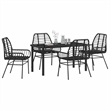 Afuera Living 5 Piece Poly Rattan Garden Dining Set in Black