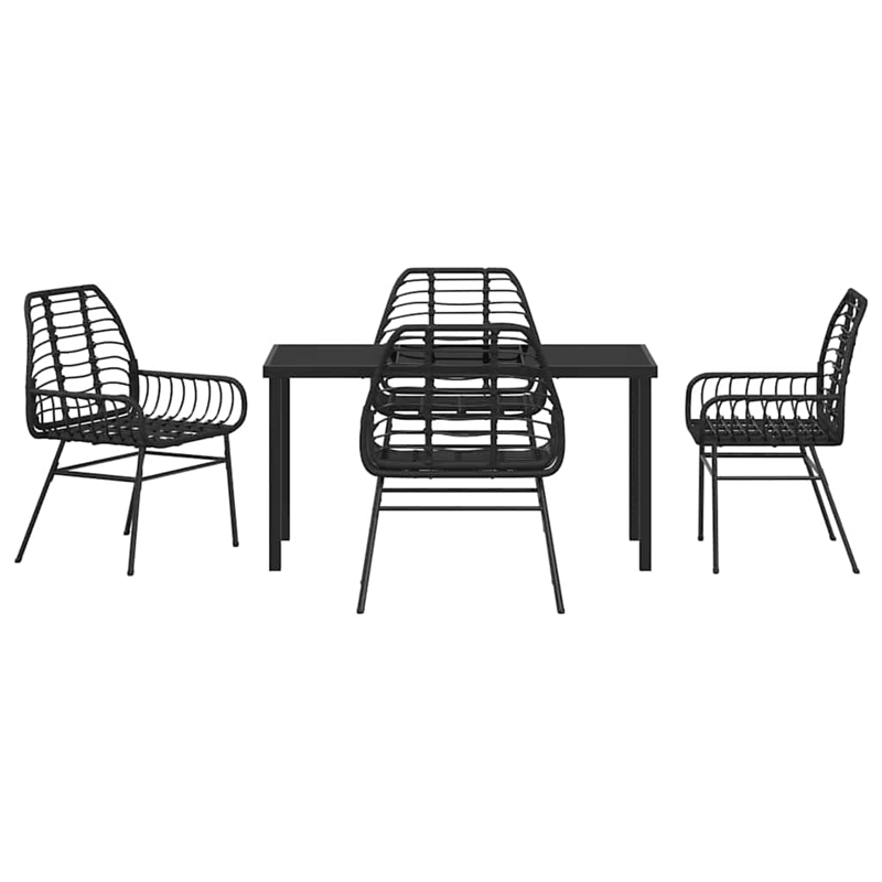 Afuera Living 5 Piece Poly Rattan Garden Dining Set in Black