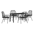Afuera Living 5 Piece Poly Rattan Garden Dining Set in Black