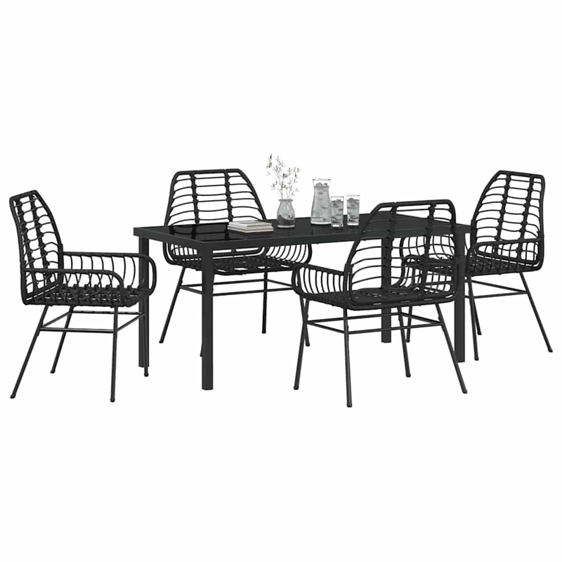 Afuera Living 5 Piece Poly Rattan Garden Dining Set in Black