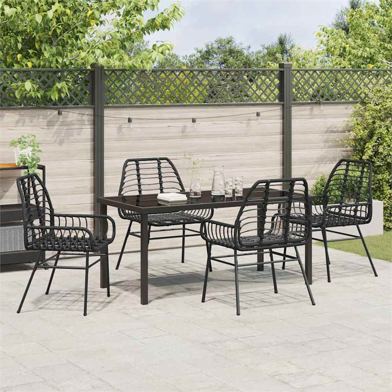 Afuera Living 5 Piece Poly Rattan Garden Dining Set in Black