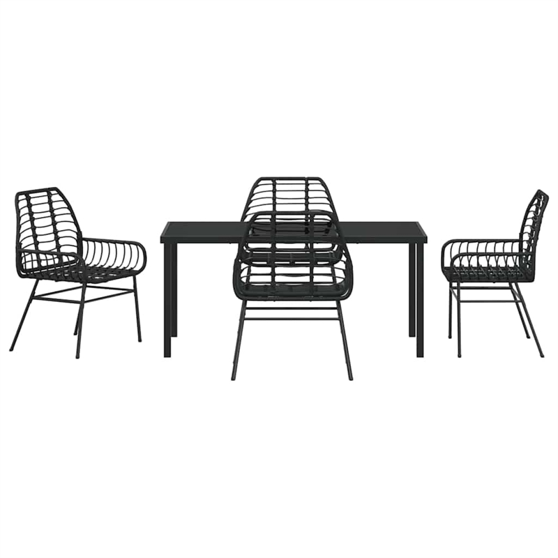 Afuera Living 5 Piece Poly Rattan Garden Dining Set in Black