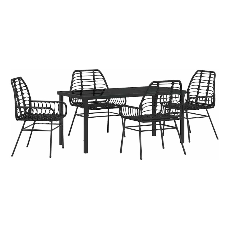 Afuera Living 5 Piece Poly Rattan Garden Dining Set in Black