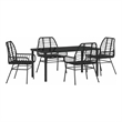 Afuera Living 5 Piece Poly Rattan Garden Dining Set in Black
