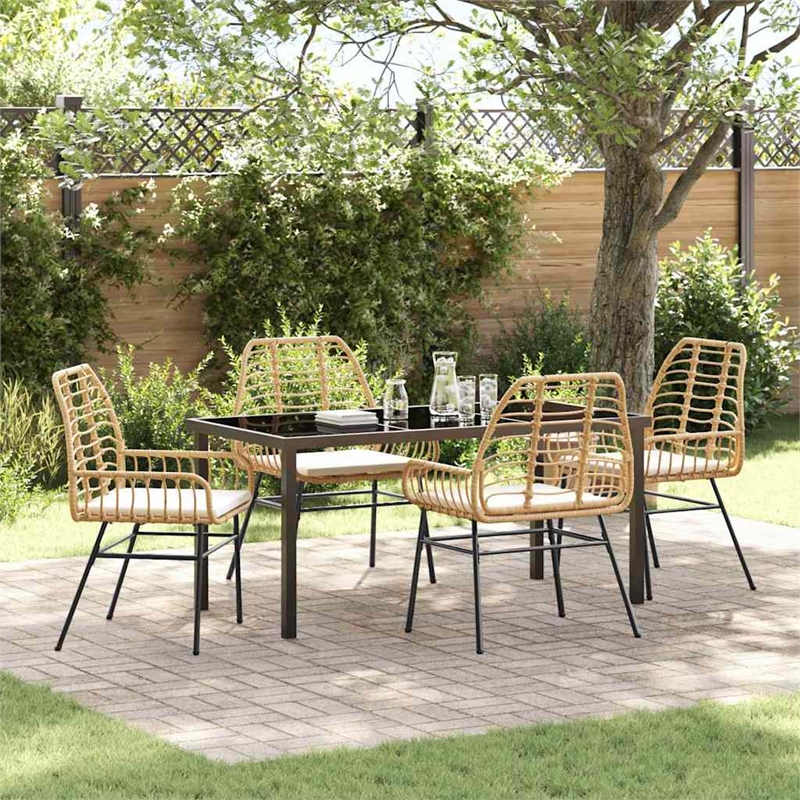 Afuera Living 5 Piece Poly Rattan Garden Dining Set in Brown