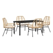Afuera Living 5 Piece Poly Rattan Garden Dining Set in Brown