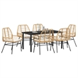 Afuera Living 7 Piece Poly Rattan Garden Dining Set in Brown