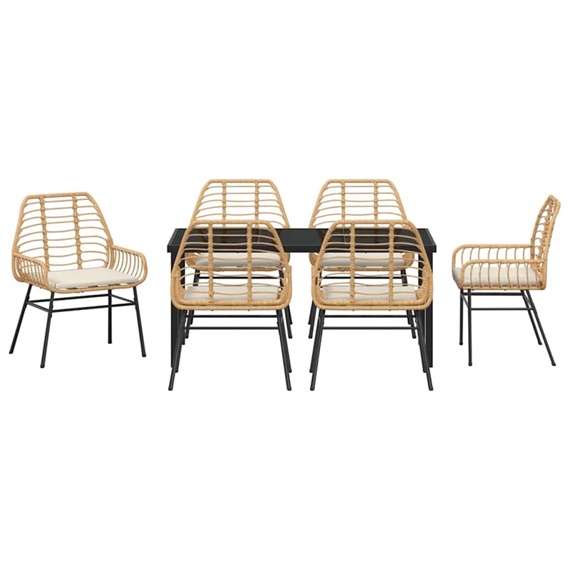 Afuera Living 7 Piece Poly Rattan Garden Dining Set in Brown
