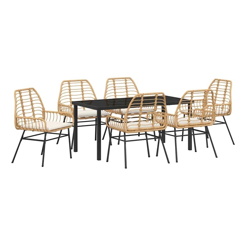 Afuera Living 7 Piece Poly Rattan Garden Dining Set in Brown