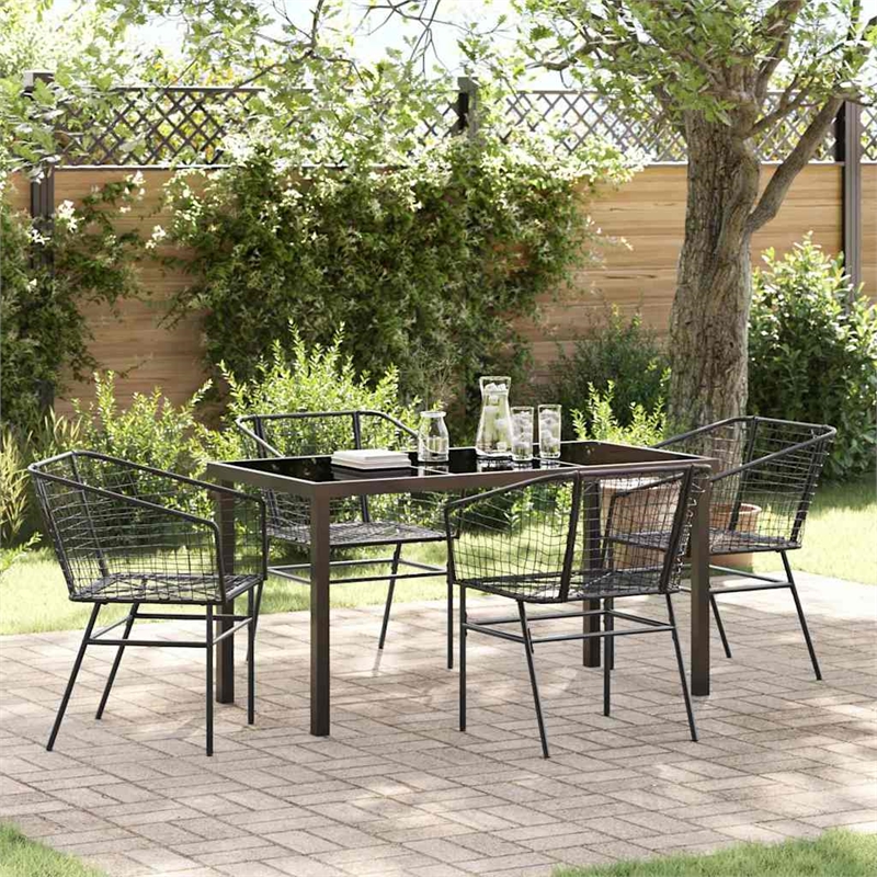 Afuera Living 5 Piece Poly Rattan Garden Dining Set in Black