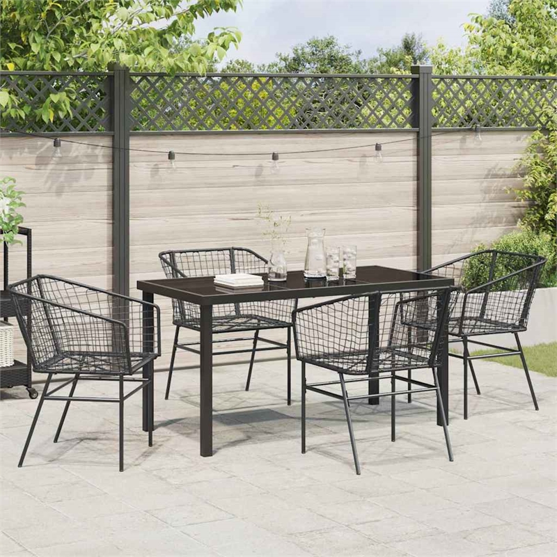 Afuera Living 5 Piece Poly Rattan Garden Dining Set in Black