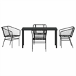 Afuera Living 5 Piece Poly Rattan Garden Dining Set in Black
