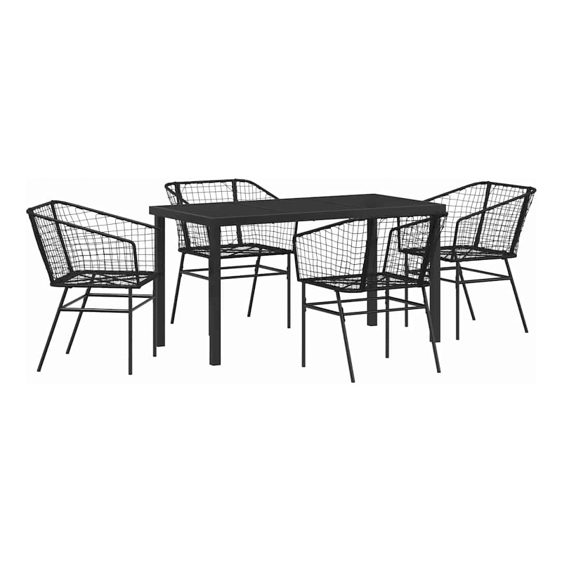 Afuera Living 5 Piece Poly Rattan Garden Dining Set in Black