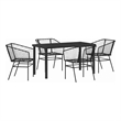 Afuera Living 5 Piece Poly Rattan Garden Dining Set in Black