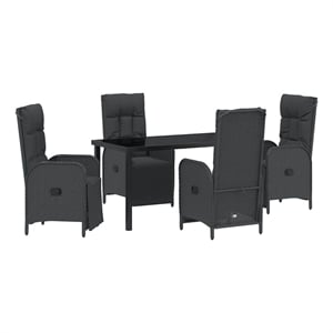 Afuera Living 5 Piece Poly Rattan Garden Dining Set with Cushions in Black