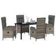 Afuera Living 5 Piece Poly Rattan Garden Dining Set with Cushions in Gray