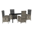 Afuera Living 5 Piece Poly Rattan Garden Dining Set with Cushions in Gray
