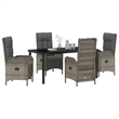 Afuera Living 5 Piece Poly Rattan Garden Dining Set with Cushions in Gray