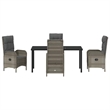 Afuera Living 5 Piece Poly Rattan Garden Dining Set with Cushions in Gray