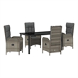 Afuera Living 5 Piece Poly Rattan Garden Dining Set with Cushions in Gray