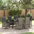 Afuera Living 7 Piece Poly Rattan Garden Dining Set with Cushions in Gray