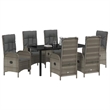 Afuera Living 7 Piece Poly Rattan Garden Dining Set with Cushions in Gray