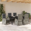 Afuera Living 7 Piece Poly Rattan Garden Dining Set with Cushions in Gray